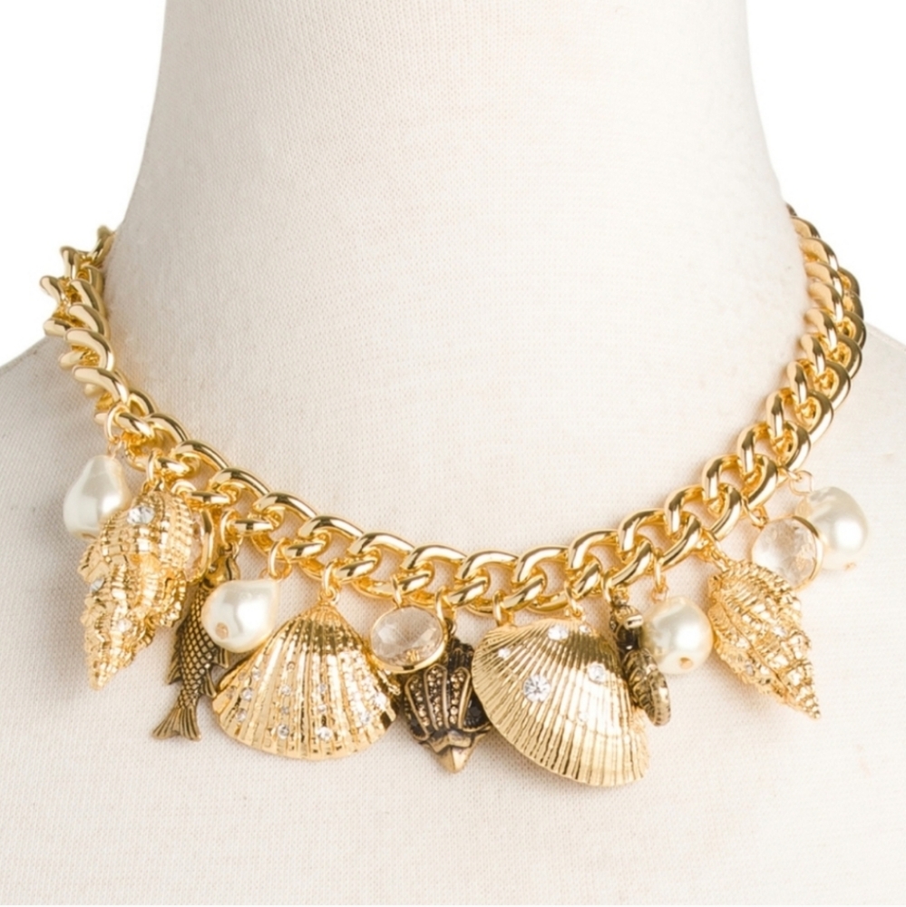 Kurt Geiger Gold-Tone Seashell Charm Necklace Fish